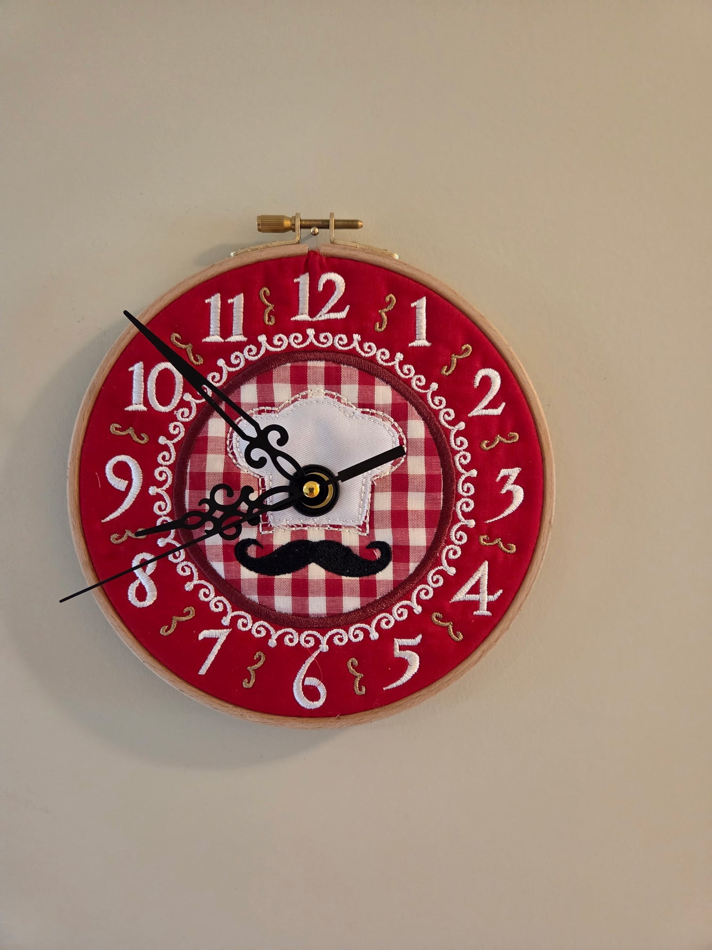 Embroidered Italian Chef Kitchen Clock