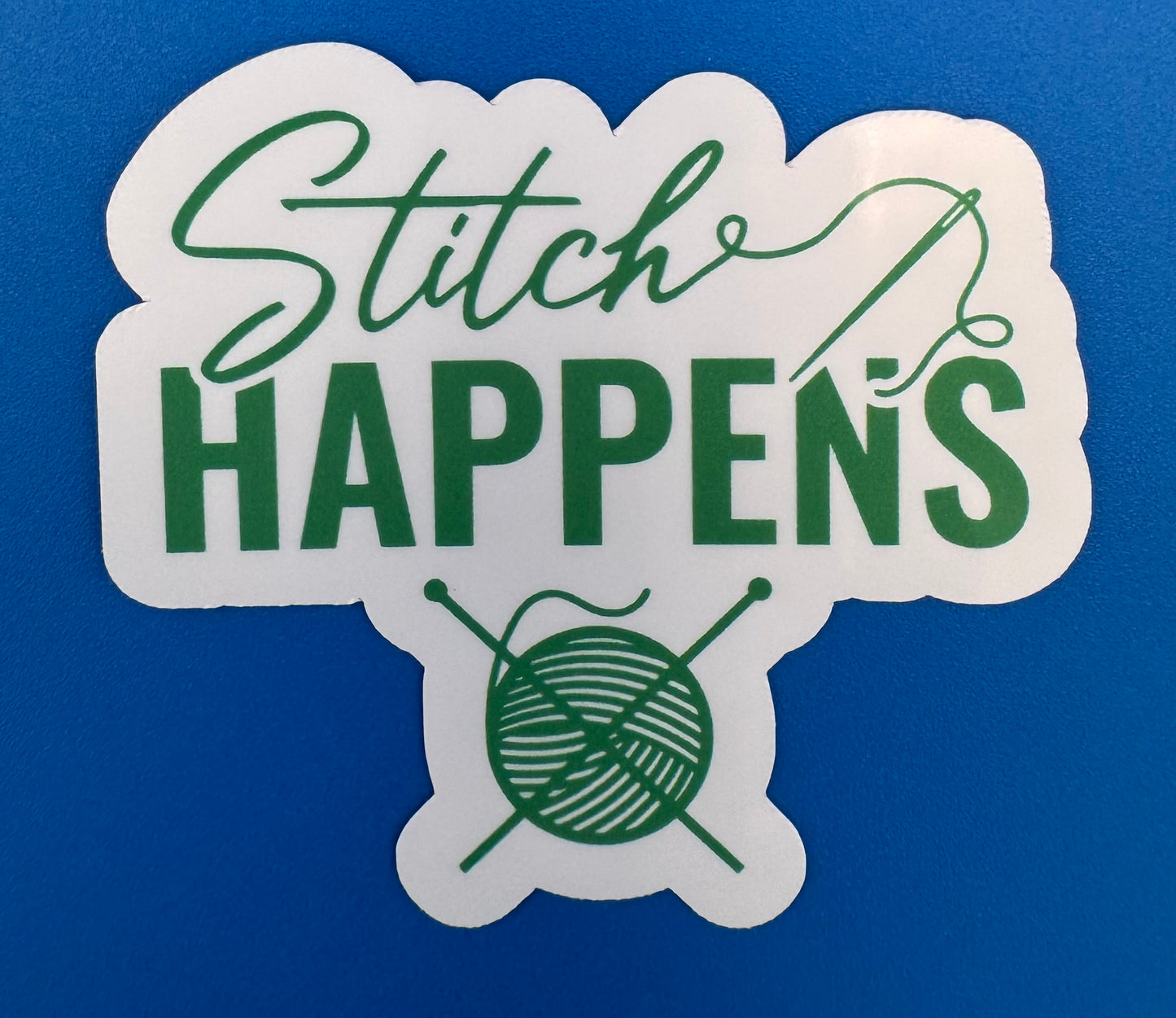 Green Stitch Happens Vinyl Sticker
