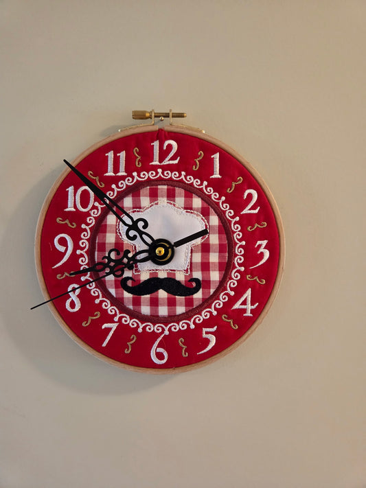 Embroidered Italian Chef Kitchen Clock