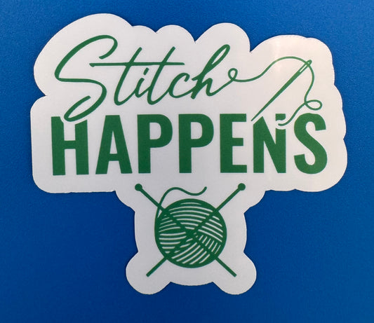 Green Stitch Happens Vinyl Sticker