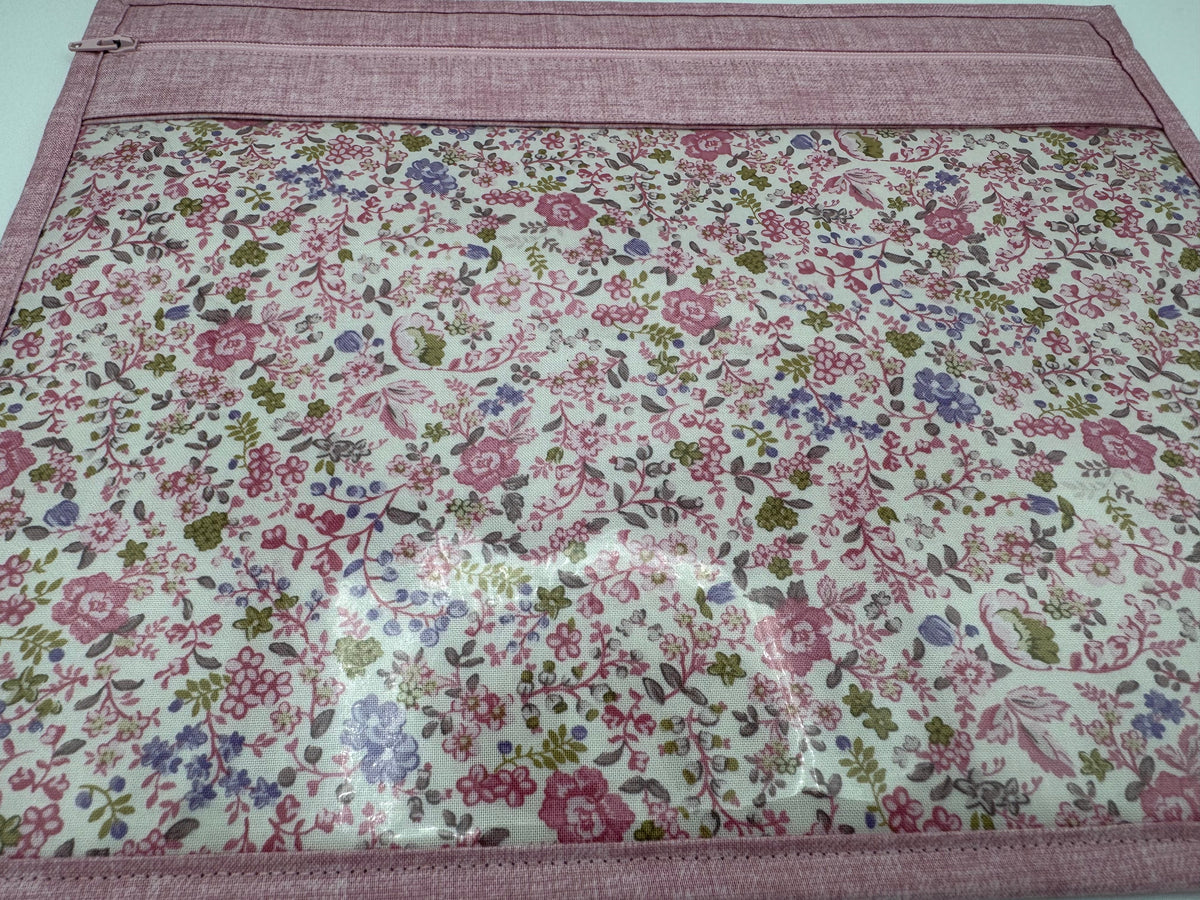 Pink Linen &  Pink Pastel Floral Project Bag