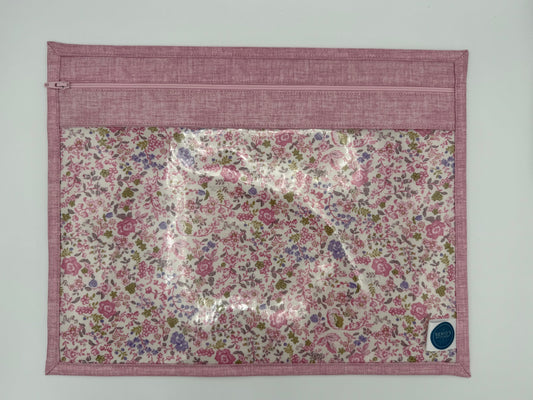 Pink Linen &  Pink Pastel Floral Project Bag