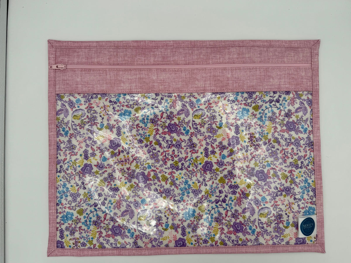 Pink Linen & Pastel Floral Project Bag