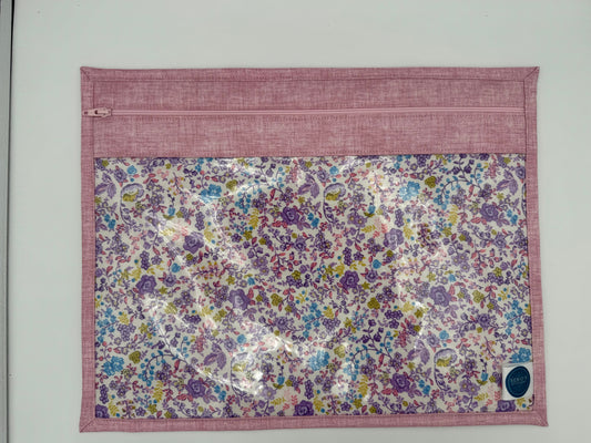 Pink Linen & Pastel Floral Project Bag