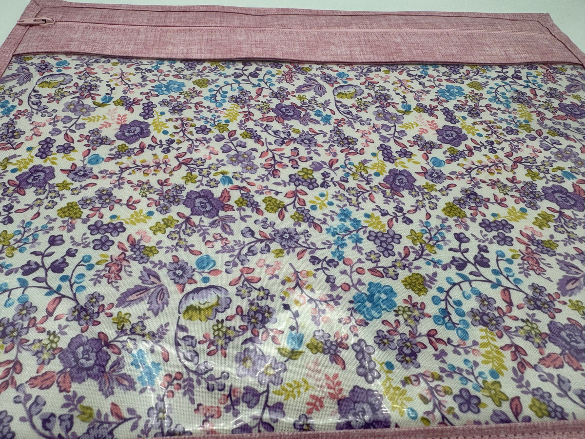 Pink Linen & Pastel Floral Project Bag